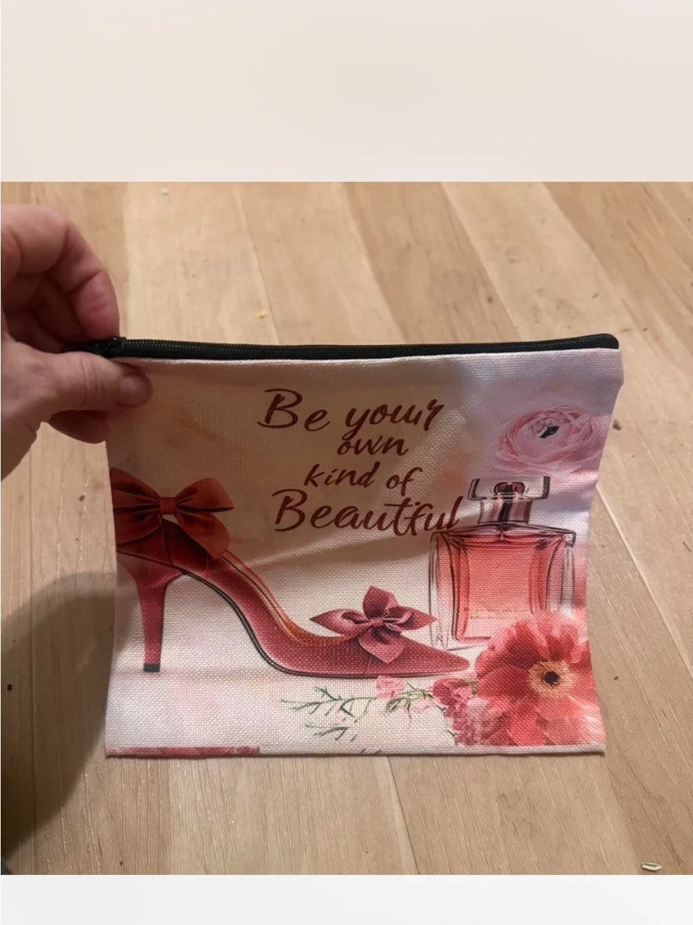Pink Floral 'Be Your Own Kind of Beautiful' Cosmetic Pouch